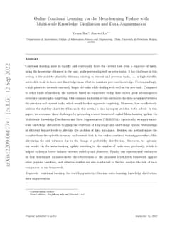 Online Continual Learning via the Meta-learning Update with Multi-scale
  Knowledge Distillation and Data Augmentation