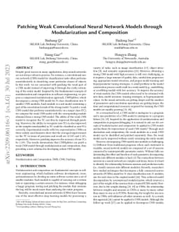 Patching Weak Convolutional Neural Network Models through Modularization
  and Composition