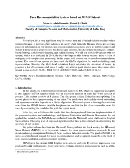 User recommendation system based on MIND dataset