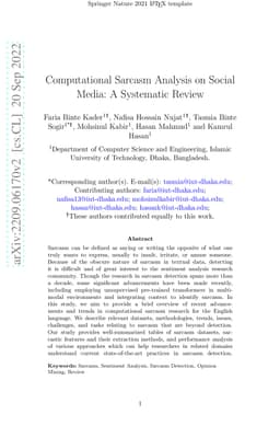 Computational Sarcasm Analysis on Social Media: A Systematic Review