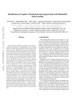 Identification of Cognitive Workload during Surgical Tasks with
  Multimodal Deep Learning