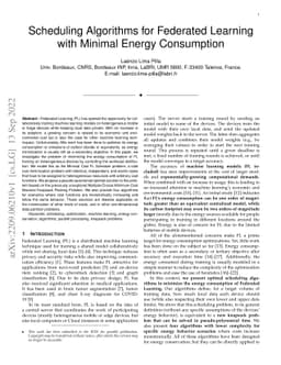 Scheduling Algorithms for Federated Learning with Minimal Energy
  Consumption