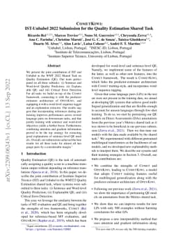 CometKiwi: IST-Unbabel 2022 Submission for the Quality Estimation Shared
  Task