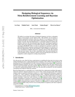 Designing Biological Sequences via Meta-Reinforcement Learning and
  Bayesian Optimization