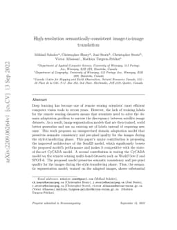 High-resolution semantically-consistent image-to-image translation