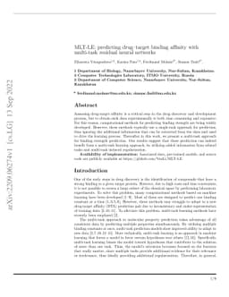 MLT-LE: predicting drug-target binding affinity with multi-task residual
  neural networks