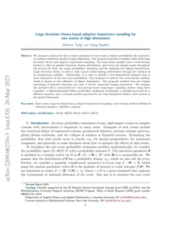 Large deviation theory-based adaptive importance sampling for rare
  events in high dimensions