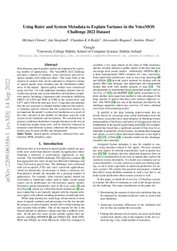 Using Rater and System Metadata to Explain Variance in the VoiceMOS
  Challenge 2022 Dataset