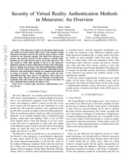 Security of Virtual Reality Authentication Methods in Metaverse: An
  Overview
