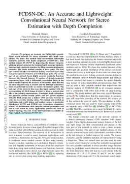 FCDSN-DC: An Accurate and Lightweight Convolutional Neural Network for
  Stereo Estimation with Depth Completion