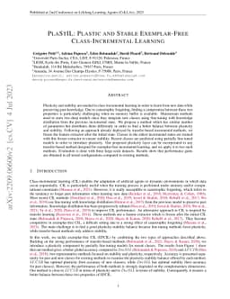PlaStIL: Plastic and Stable Memory-Free Class-Incremental Learning