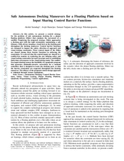Safe Autonomous Docking Maneuvers for a Floating Platform based on Input
  Sharing Control Barrier Functions
