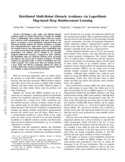 Distributed Multi-Robot Obstacle Avoidance via Logarithmic Map-based
  Deep Reinforcement Learning