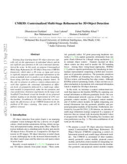CMR3D: Contextualized Multi-Stage Refinement for 3D Object Detection