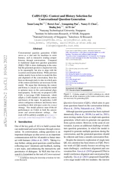 CoHS-CQG: Context and History Selection for Conversational Question
  Generation