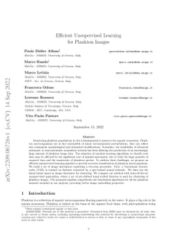 Efficient Unsupervised Learning for Plankton Images