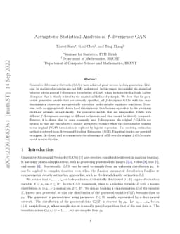Asymptotic Statistical Analysis of $f$-divergence GAN