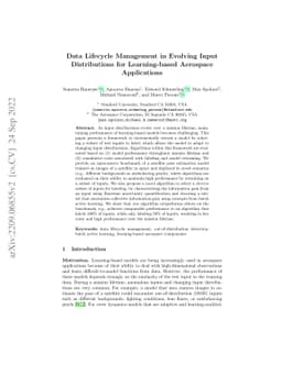 Data Lifecycle Management in Evolving Input Distributions for
  Learning-based Aerospace Applications