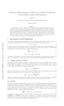 Vectorized Adjoint Sensitivity Method for Graph Convolutional Neural
  Ordinary Differential Equations
