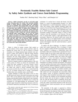 Persistently Feasible Robust Safe Control by Safety Index Synthesis and
  Convex Semi-Infinite Programming