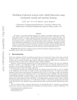 Modelling of physical systems with a Hopf bifurcation using mechanistic
  models and machine learning
