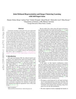 Joint Debiased Representation and Image Clustering Learning with
  Self-Supervision