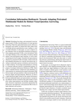 Correlation Information Bottleneck: Towards Adapting Pretrained
  Multimodal Models for Robust Visual Question Answering
