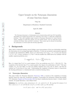 Upper bounds on the Natarajan dimensions of some function classes