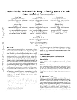 Model-Guided Multi-Contrast Deep Unfolding Network for MRI
  Super-resolution Reconstruction
