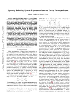 Sparsity Inducing Representations for Policy Decompositions