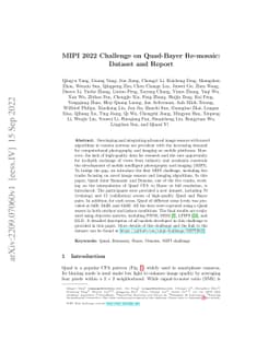 MIPI 2022 Challenge on Quad-Bayer Re-mosaic: Dataset and Report