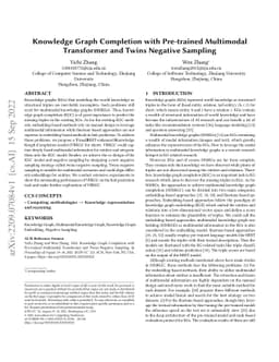 Knowledge Graph Completion with Pre-trained Multimodal Transformer and
  Twins Negative Sampling
