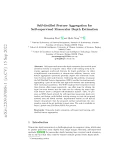 Self-distilled Feature Aggregation for Self-supervised Monocular Depth
  Estimation