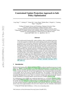 Constrained Update Projection Approach to Safe Policy Optimization