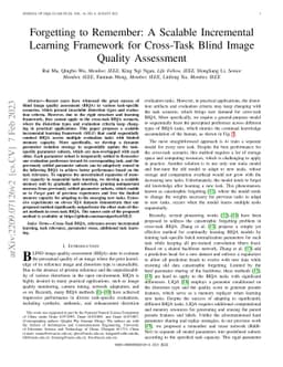 Forgetting to Remember: A Scalable Incremental Learning Framework for
  Cross-Task Blind Image Quality Assessment