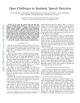 Open Challenges in Synthetic Speech Detection