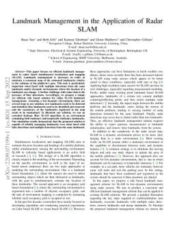Landmark Management in the Application of Radar SLAM