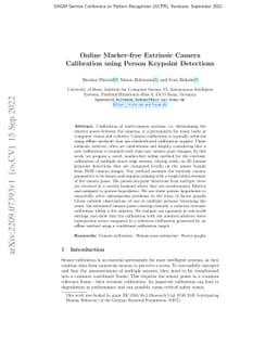 Online Marker-free Extrinsic Camera Calibration using Person Keypoint
  Detections