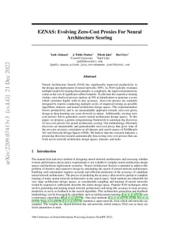 EZNAS: Evolving Zero Cost Proxies For Neural Architecture Scoring