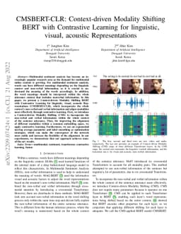 CMSBERT-CLR: Context-driven Modality Shifting BERT with Contrastive
  Learning for linguistic, visual, acoustic Representations