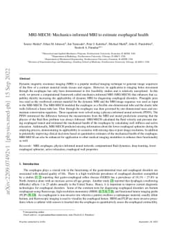 MRI-MECH: Mechanics-informed MRI to estimate esophageal health