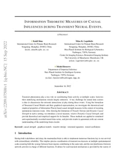 Information Theoretic Measures of Causal Influences during Transient
  Neural Events