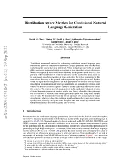 Distribution Aware Metrics for Conditional Natural Language Generation