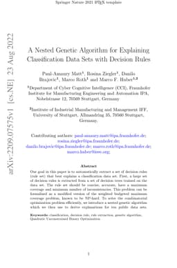 A Nested Genetic Algorithm for Explaining Classification Data Sets with
  Decision Rules