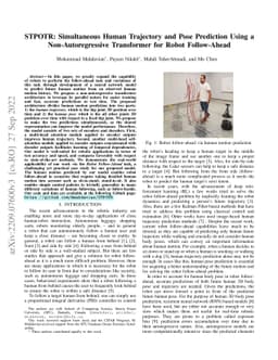 STPOTR: Simultaneous Human Trajectory and Pose Prediction Using a Non-Autoregressive Transformer for Robot Following Ahead