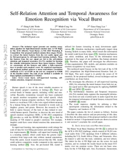 Self-Relation Attention and Temporal Awareness for Emotion Recognition
  via Vocal Burst