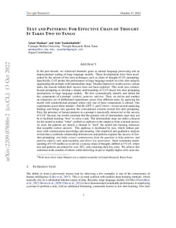 Text and Patterns: For Effective Chain of Thought, It Takes Two to Tango