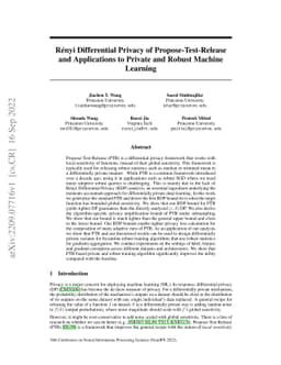 Renyi Differential Privacy of Propose-Test-Release and Applications to
  Private and Robust Machine Learning