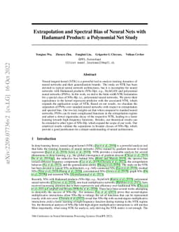 Extrapolation and Spectral Bias of Neural Nets with Hadamard Product: a
  Polynomial Net Study