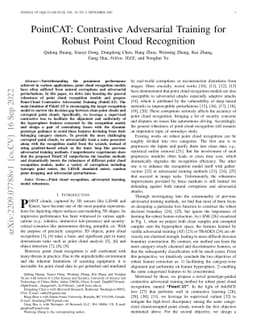 PointCAT: Contrastive Adversarial Training for Robust Point Cloud
  Recognition